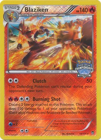 Blaziken (14/111) (National Championship Promo) [XY: Furious Fists] | Event Horizon Hobbies CA