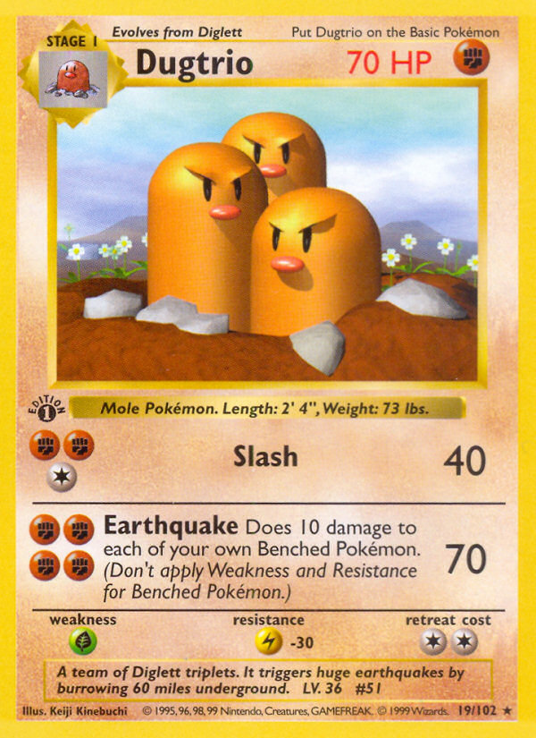 Dugtrio (19/102) (Shadowless) [Base Set 1st Edition] | Event Horizon Hobbies CA