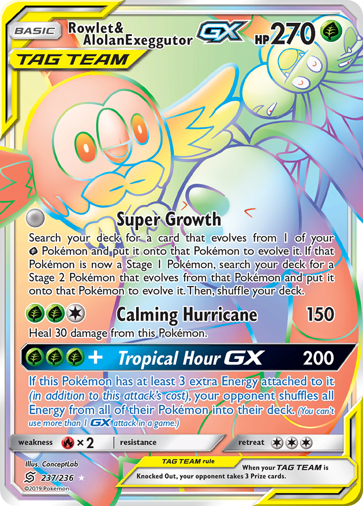 Rowlet & Alolan Exeggutor GX (237/236) [Sun & Moon: Unified Minds] | Event Horizon Hobbies CA