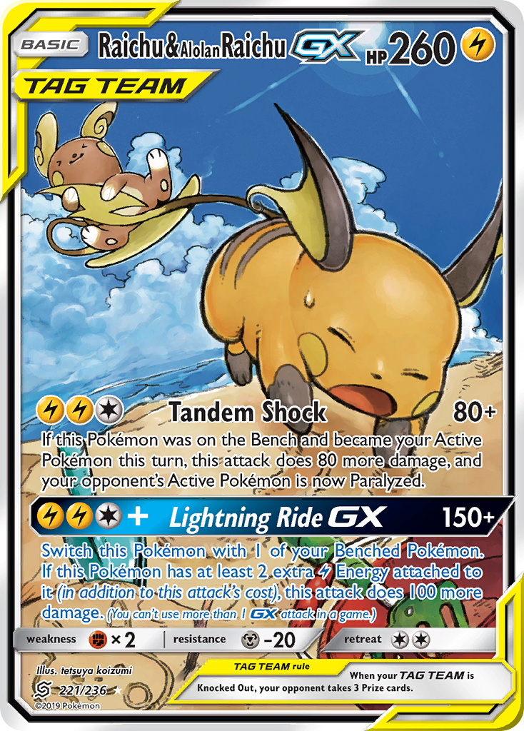 Raichu & Alolan Raichu GX (221/236) [Sun & Moon: Unified Minds] | Event Horizon Hobbies CA