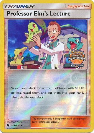 Professor Elm's Lecture (188/214) (Regional Championship Promo) [Sun & Moon: Lost Thunder] | Event Horizon Hobbies CA