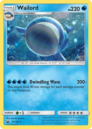 Wailord (40/168) (Cosmos Holo) [Sun & Moon: Celestial Storm] | Event Horizon Hobbies CA