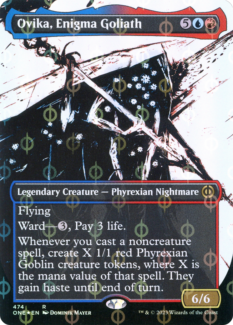 Ovika, Enigma Goliath (Borderless Ichor Step-and-Compleat Foil) [Phyrexia: All Will Be One] | Event Horizon Hobbies CA