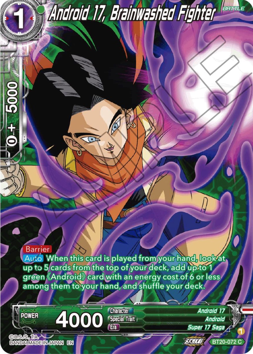 Android 17, Brainwashed Fighter (Silver Foil) (BT20-072) [Power Absorbed] | Event Horizon Hobbies CA
