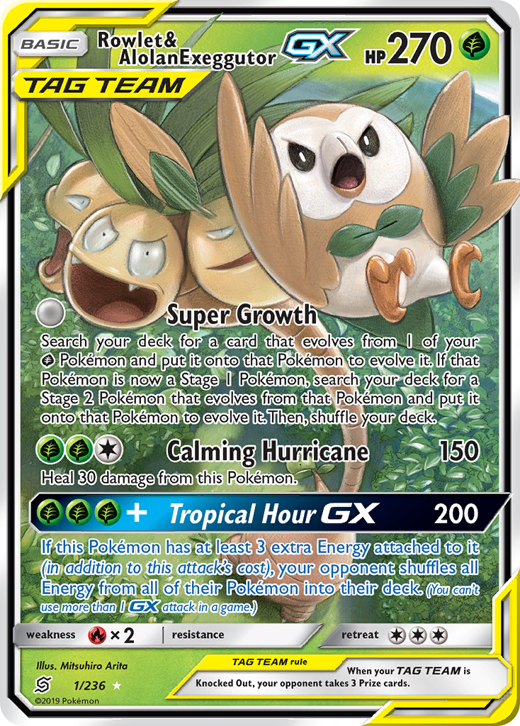 Rowlet & Alolan Exeggutor GX (1/236) [Sun & Moon: Unified Minds] | Event Horizon Hobbies CA