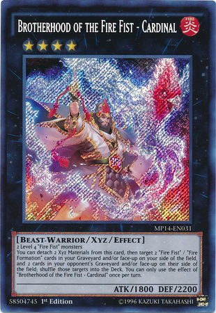 Brotherhood of the Fire Fist - Cardinal [MP14-EN031] Secret Rare | Event Horizon Hobbies CA