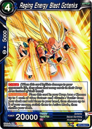 Raging Energy Blast Gotenks (BT4-034) [Colossal Warfare] | Event Horizon Hobbies CA