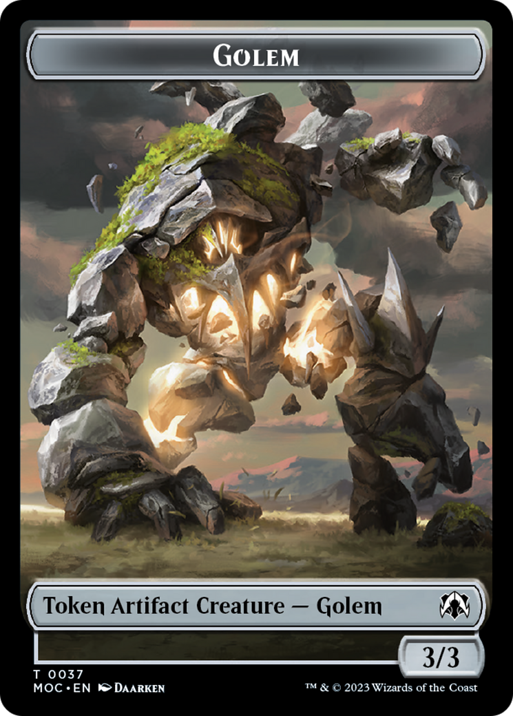 Golem // Clue Double-Sided Token [March of the Machine Commander Tokens] | Event Horizon Hobbies CA