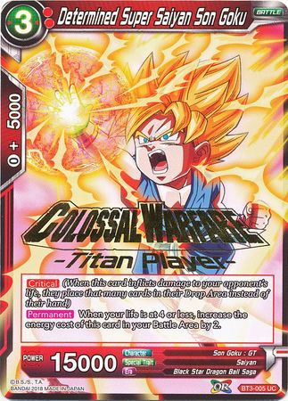 Determined Super Saiyan Son Goku (Titan Player Stamped) (BT3-005) [Cross Worlds] | Event Horizon Hobbies CA