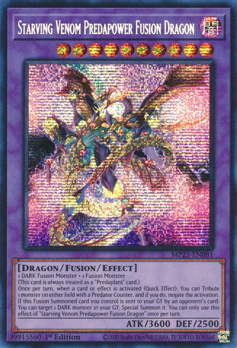 Starving Venom Predapower Fusion Dragon [MP23-EN081] Prismatic Secret Rare | Event Horizon Hobbies CA