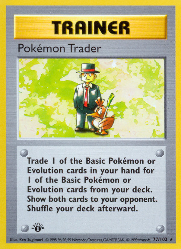 Pokemon Trader (77/102) (Shadowless) [Base Set 1st Edition] | Event Horizon Hobbies CA