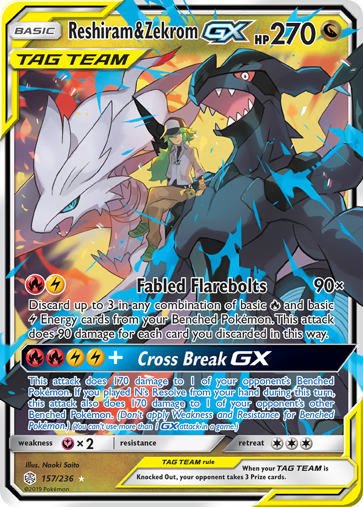 Reshiram & Zekrom GX (157/236) [Sun & Moon: Cosmic Eclipse] | Event Horizon Hobbies CA