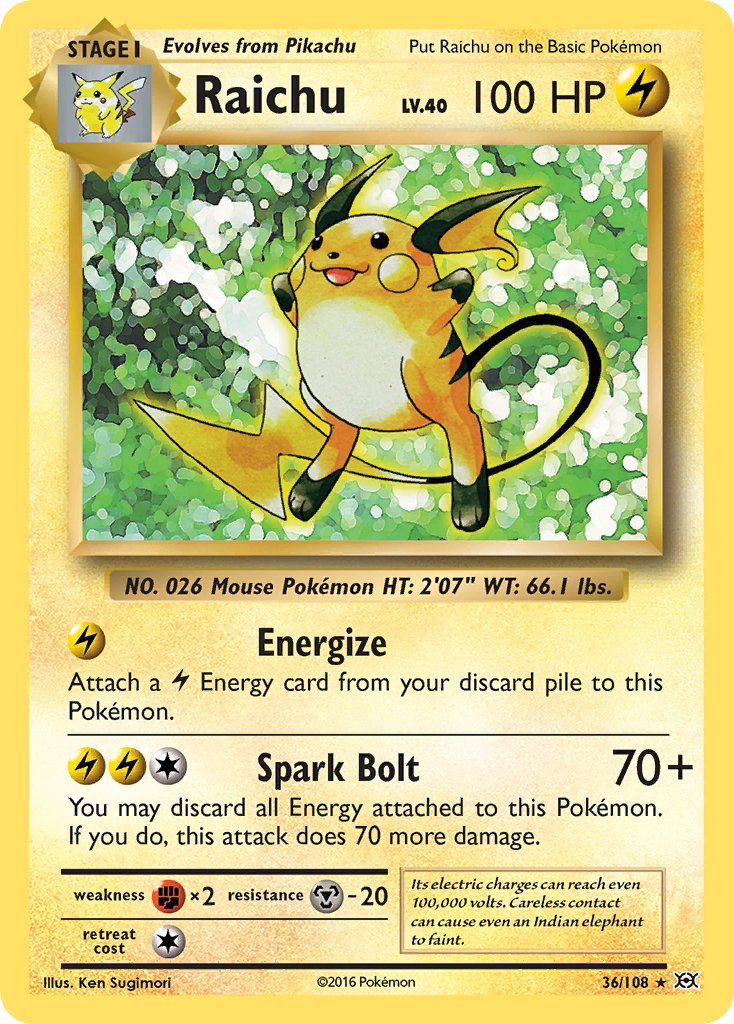 Raichu (36/108) (Theme Deck Exclusive) [XY: Evolutions] | Event Horizon Hobbies CA