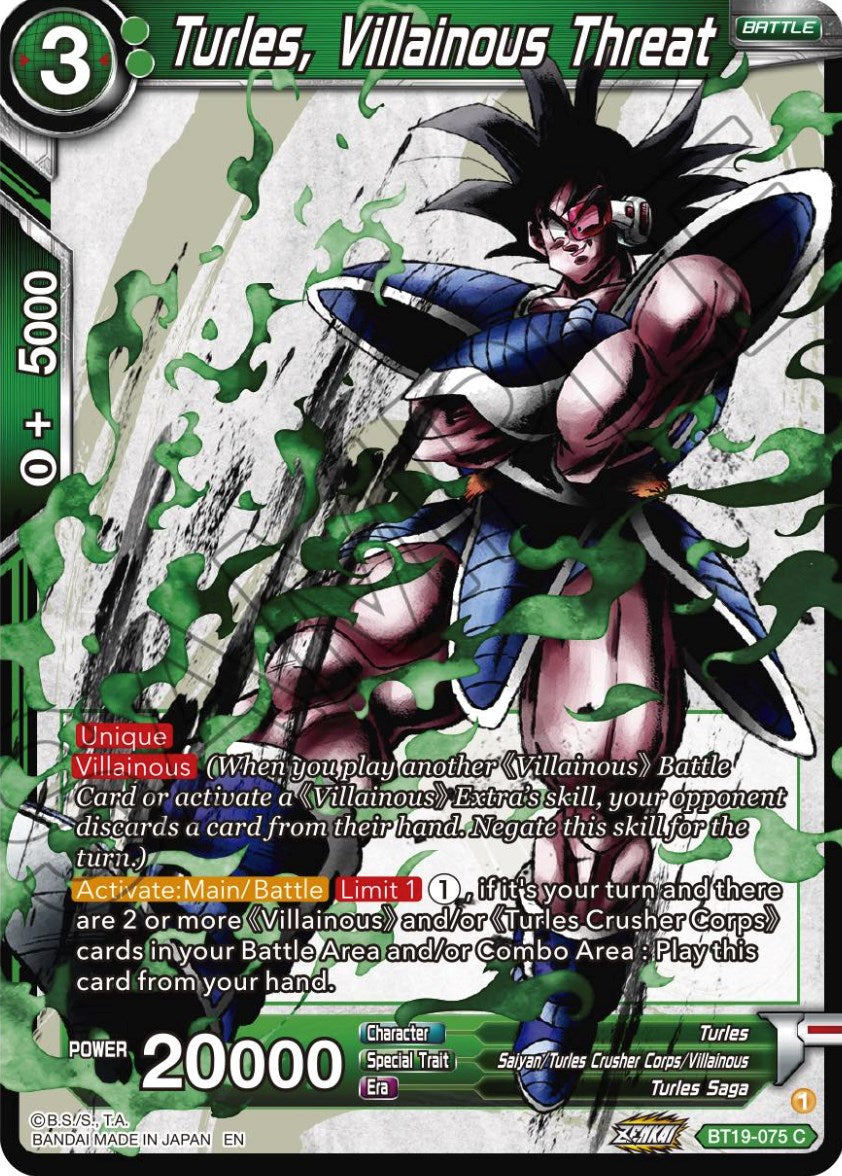 Turles, Villainous Threat (BT19-075) [Fighter's Ambition] | Event Horizon Hobbies CA