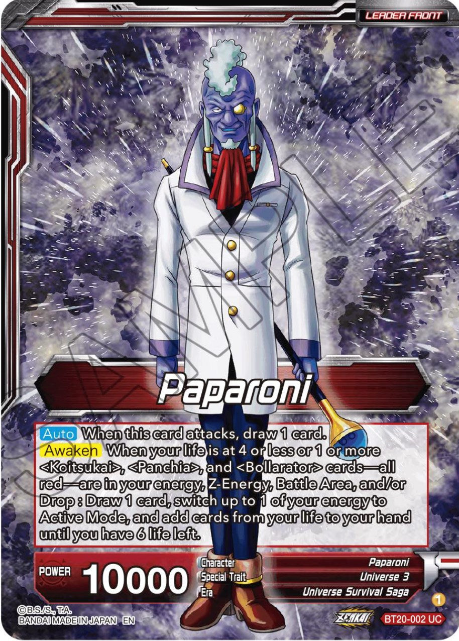 Paparoni // Warriors of Universe 3, United as One (BT20-002) [Power Absorbed Prerelease Promos] | Event Horizon Hobbies CA