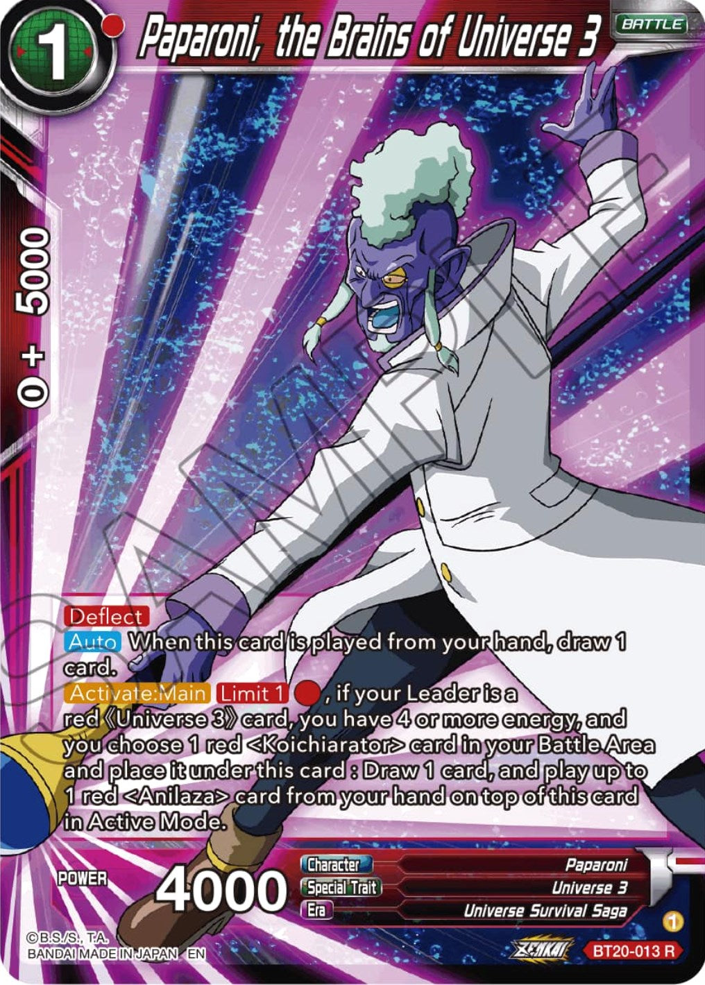 Paparoni, the Brains of Universe 3 (BT20-013) [Power Absorbed] | Event Horizon Hobbies CA