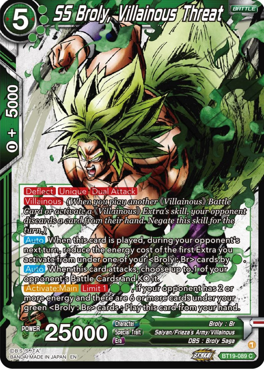 SS Broly, Villainous Threat (BT19-089) [Fighter's Ambition] | Event Horizon Hobbies CA