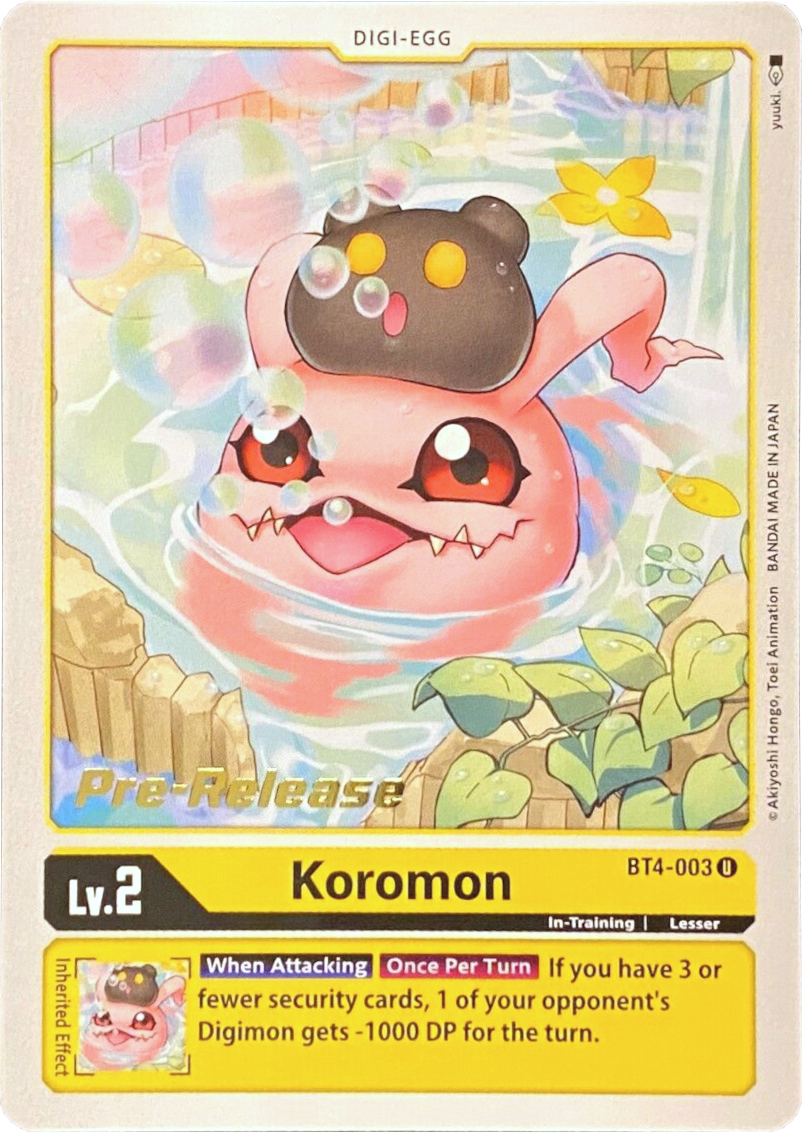 Koromon [BT4-003] [Great Legend Pre-Release Promos] | Event Horizon Hobbies CA