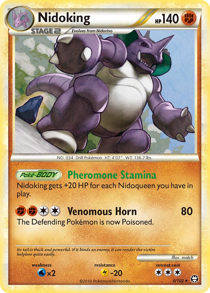 Nidoking (6/102) (Cracked Ice Holo) (Theme Deck Exclusive) [HeartGold & SoulSilver: Triumphant] | Event Horizon Hobbies CA