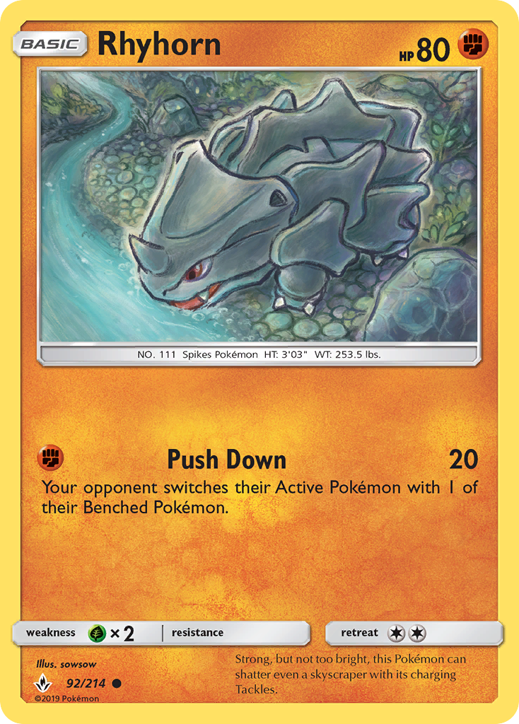 Rhyhorn (92/214) [Sun & Moon: Unbroken Bonds] | Event Horizon Hobbies CA