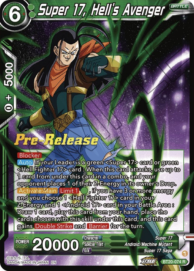 Super 17, Hell's Avenger (BT20-074) [Power Absorbed Prerelease Promos] | Event Horizon Hobbies CA