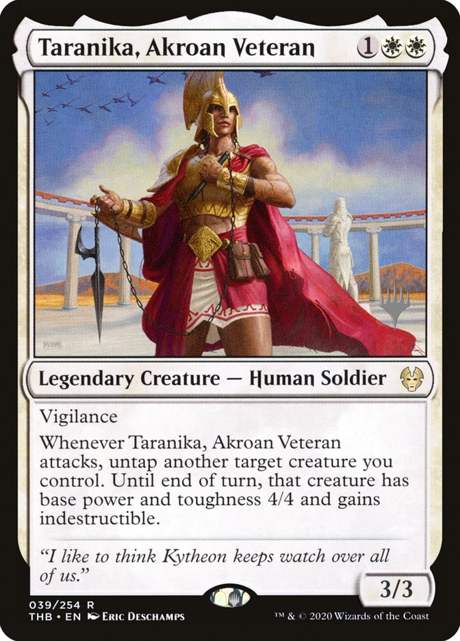 Taranika, Akroan Veteran (Promo Pack) [Theros Beyond Death Promos] | Event Horizon Hobbies CA