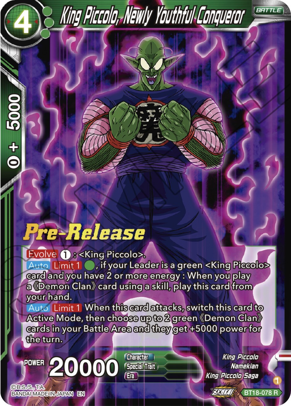 King Piccolo, Newly Youthful Conqueror (BT18-078) [Dawn of the Z-Legends Prerelease Promos] | Event Horizon Hobbies CA