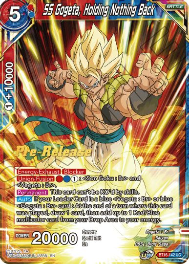 SS Gogeta, Holding Nothing Back (BT16-142) [Realm of the Gods Prerelease Promos] | Event Horizon Hobbies CA