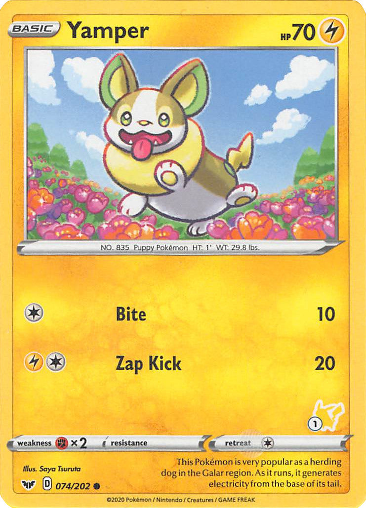 Yamper (074/202) (Pikachu Stamp #1) [Battle Academy 2022] | Event Horizon Hobbies CA