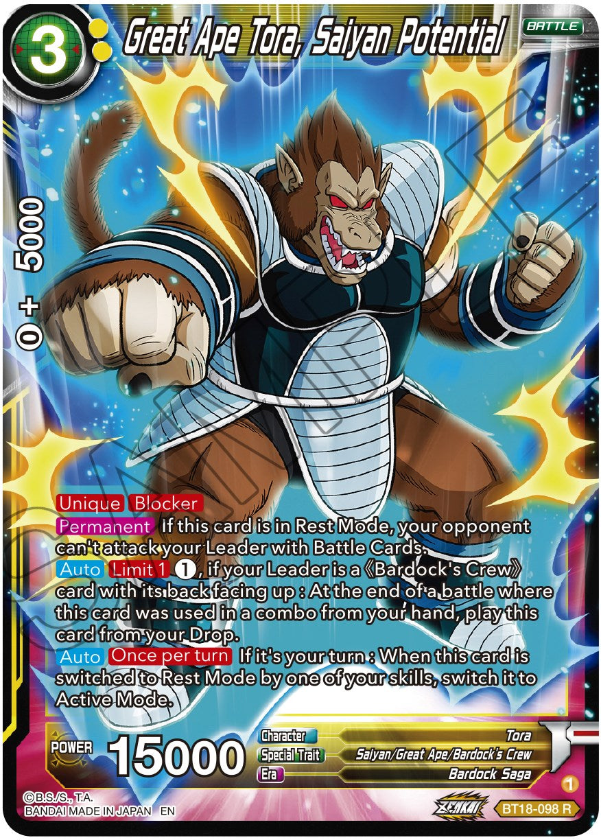 Great Ape Tora, Saiyan Potential (BT18-098) [Dawn of the Z-Legends] | Event Horizon Hobbies CA