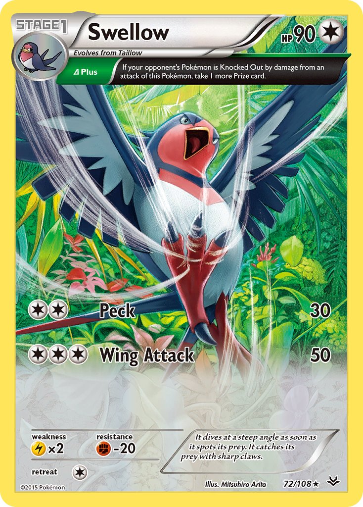 Swellow (72/108) (Theme Deck Exclusive) [XY: Roaring Skies] | Event Horizon Hobbies CA