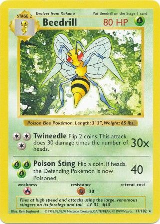 Beedrill (17/102) [Base Set Shadowless Unlimited] | Event Horizon Hobbies CA