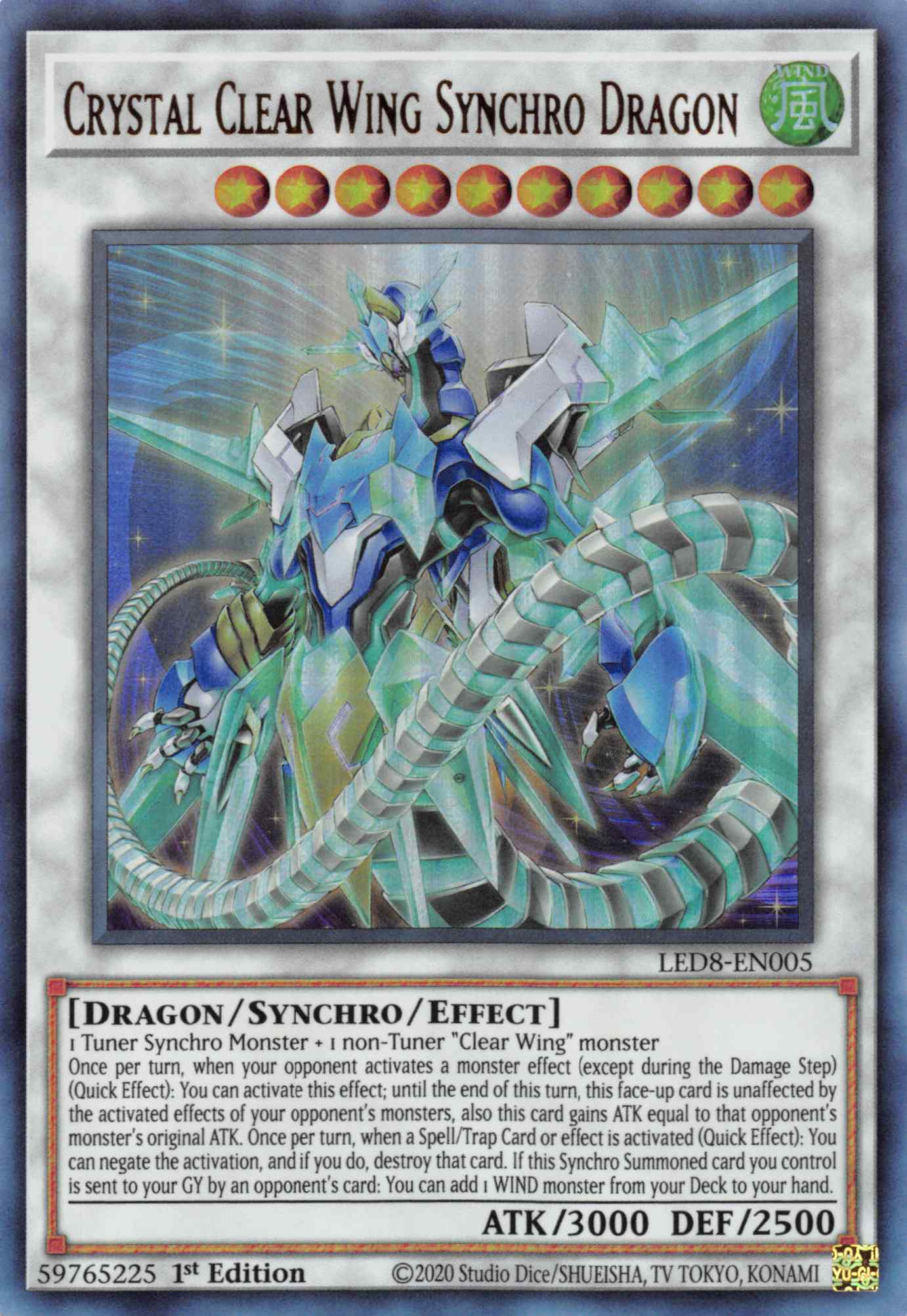 Crystal Clear Wing Synchro Dragon [LED8-EN005] Ultra Rare | Event Horizon Hobbies CA