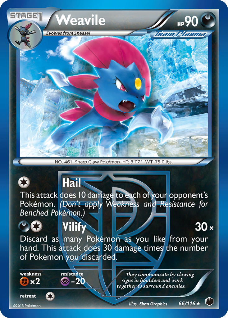 Weavile (66/116) [Black & White: Plasma Freeze] | Event Horizon Hobbies CA