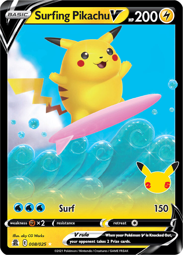 Surfing Pikachu V (008/025) [Celebrations: 25th Anniversary] | Event Horizon Hobbies CA