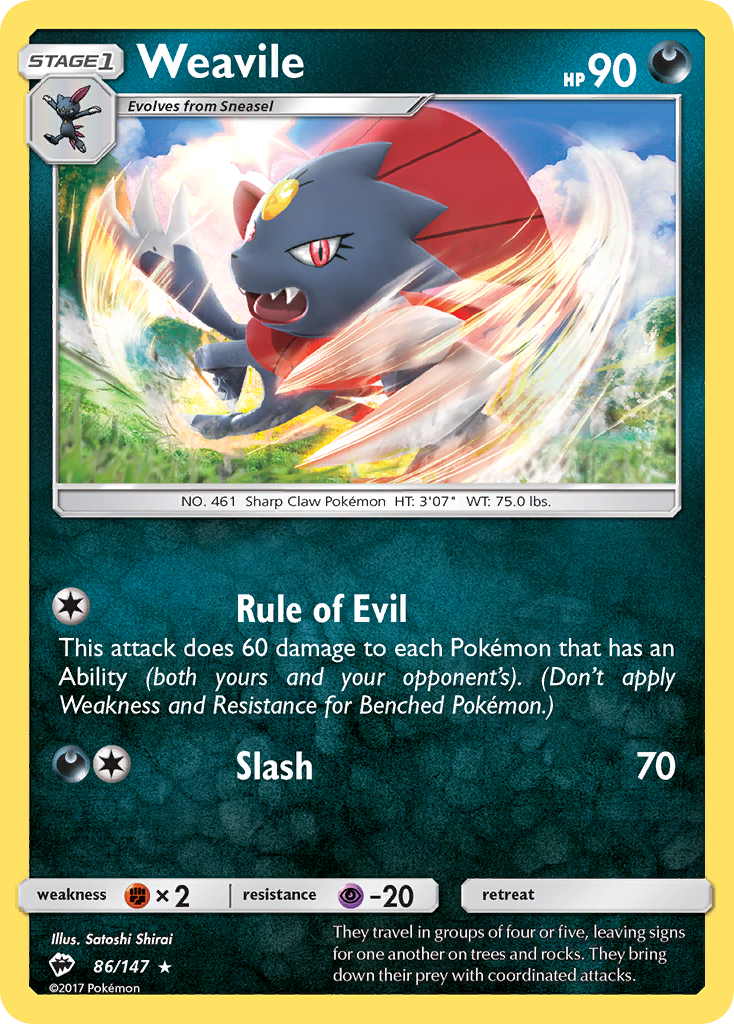 Weavile (86/147) [Sun & Moon: Burning Shadows] | Event Horizon Hobbies CA