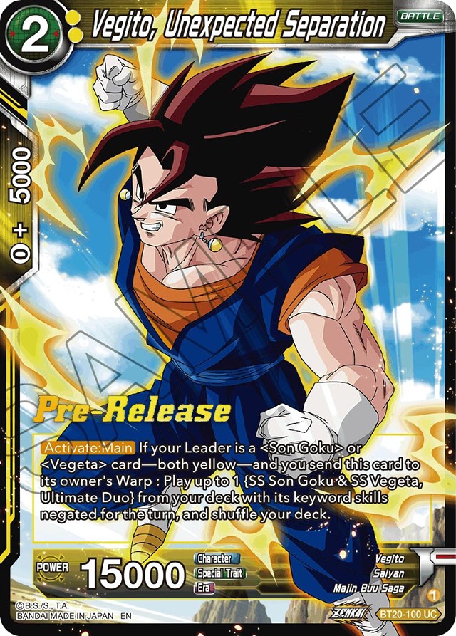 Vegito, Unexpected Separation (BT20-100) [Power Absorbed Prerelease Promos] | Event Horizon Hobbies CA