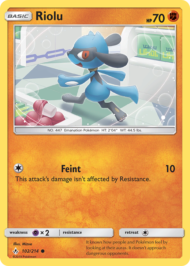 Riolu (102/214) [Sun & Moon: Unbroken Bonds] | Event Horizon Hobbies CA