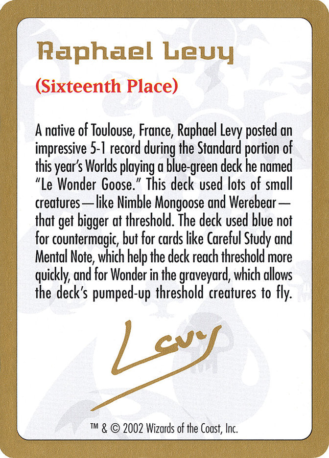 Raphael Levy Bio [World Championship Decks 2002] | Event Horizon Hobbies CA