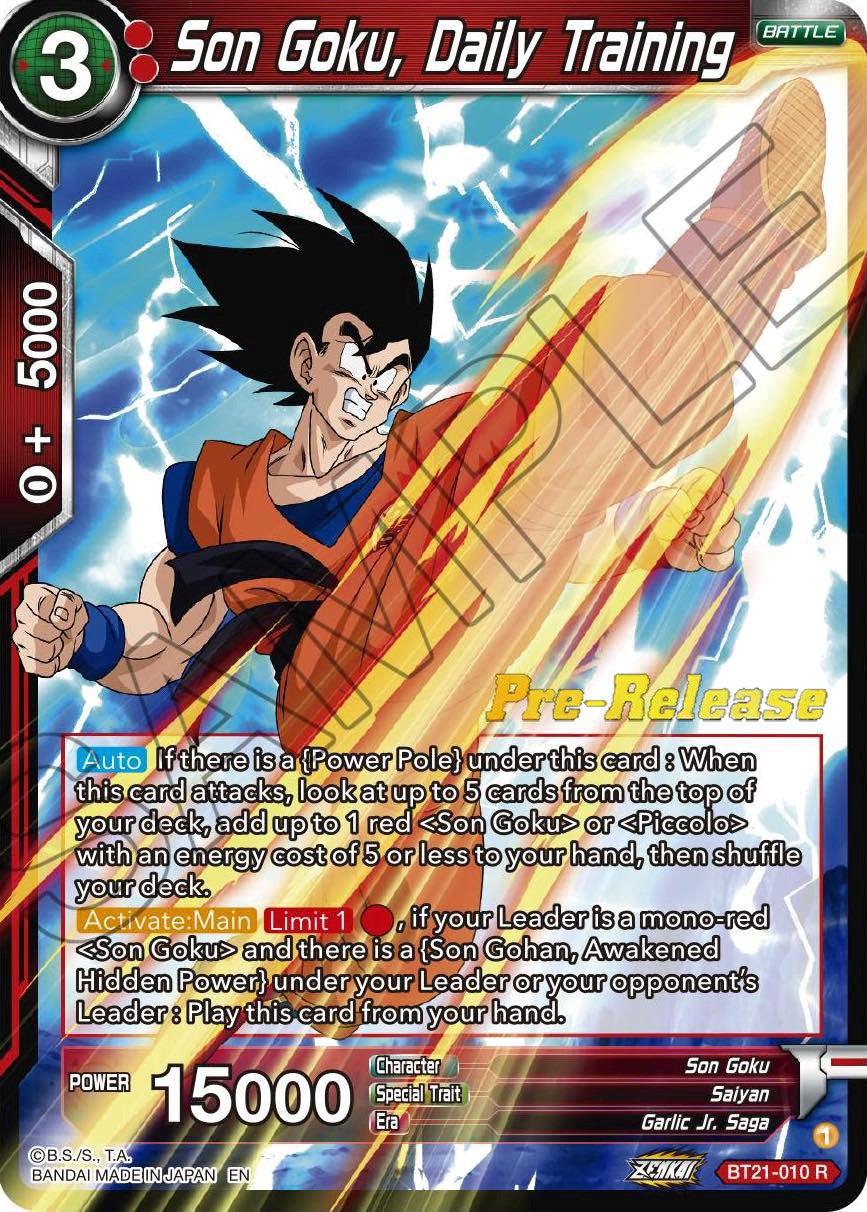 Son Goku, Daily Training (BT21-010) [Wild Resurgence Pre-Release Cards] | Event Horizon Hobbies CA