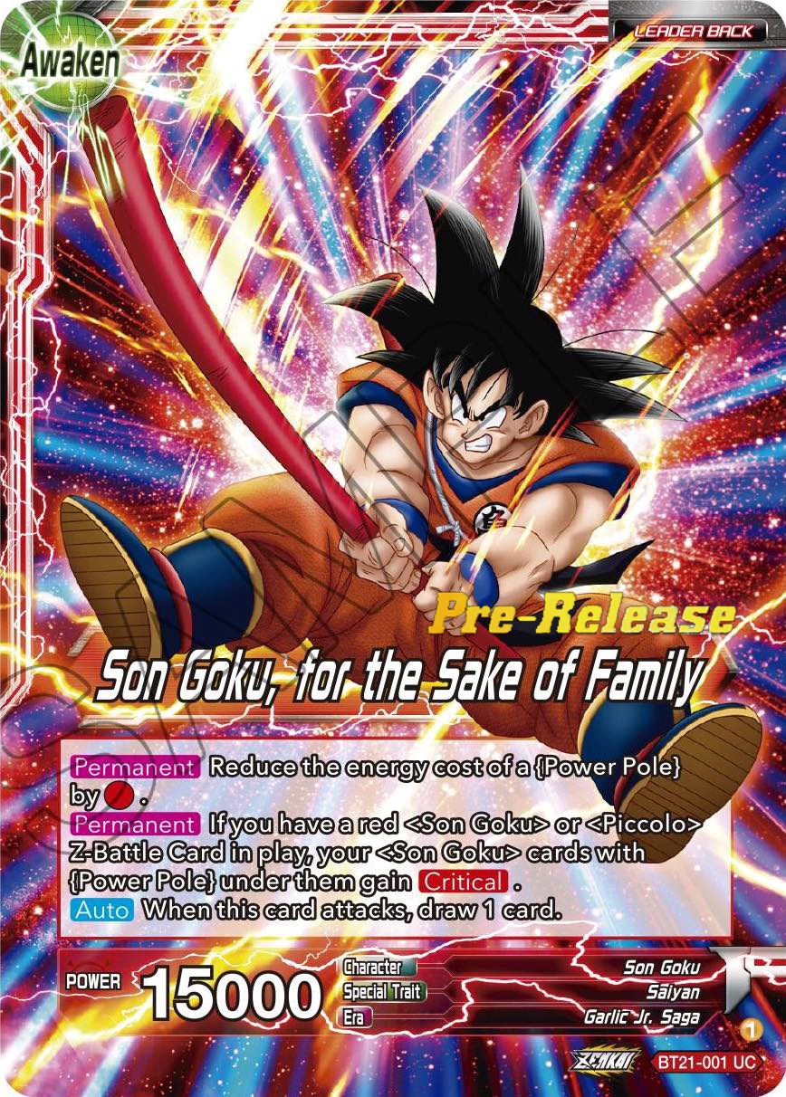 Son Goku // Son Goku, for the Sake of Family (BT21-001) [Wild Resurgence Pre-Release Cards] | Event Horizon Hobbies CA