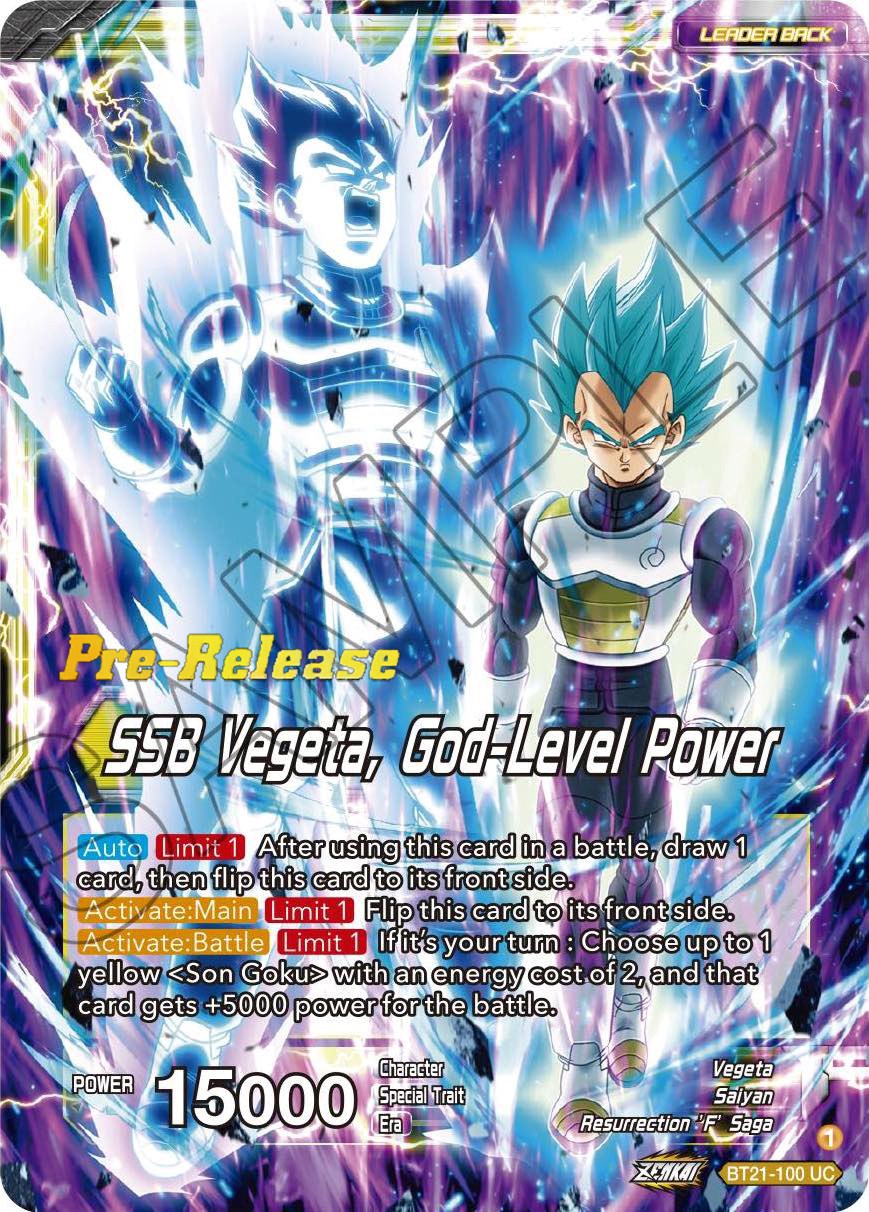 SSB Son Goku // SSB Vegeta, God-Level Power (BT21-100) [Wild Resurgence Pre-Release Cards] | Event Horizon Hobbies CA