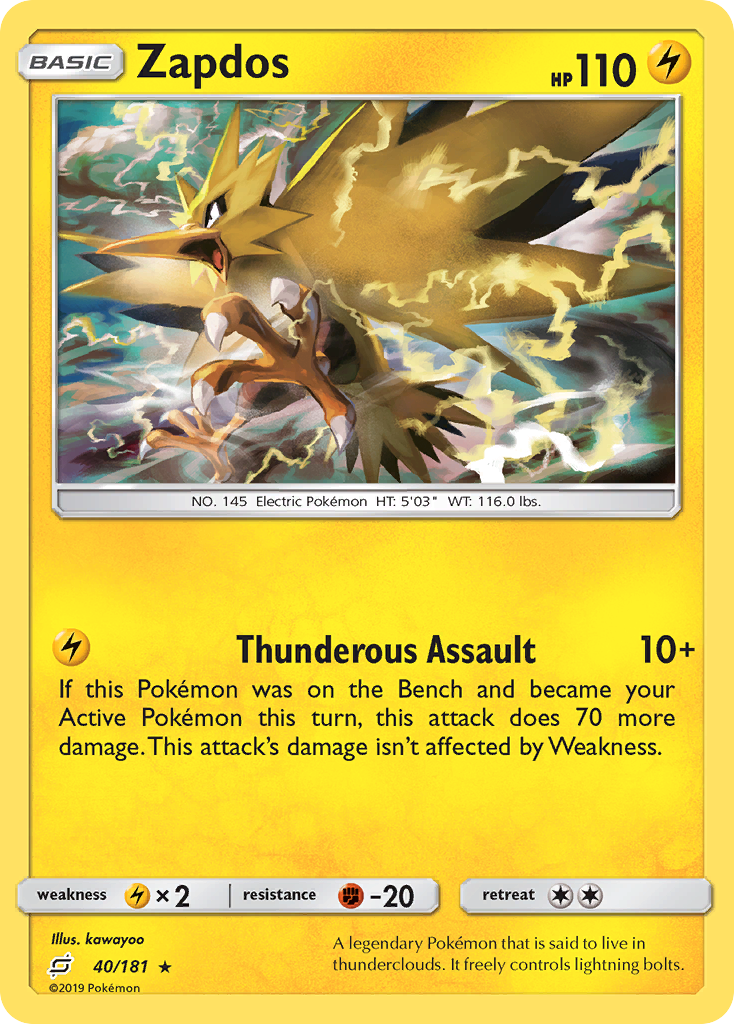 Zapdos (40/181) [Sun & Moon: Team Up] | Event Horizon Hobbies CA