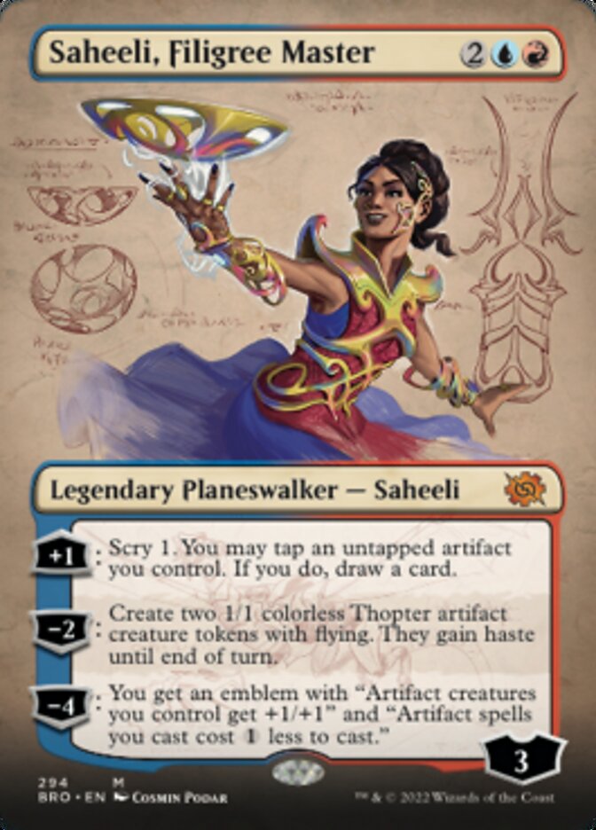 Saheeli, Filigree Master (Borderless Alternate Art) [The Brothers' War] | Event Horizon Hobbies CA