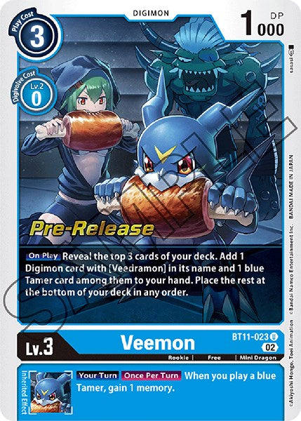 Veemon [BT11-023] [Dimensional Phase Pre-Release Promos] | Event Horizon Hobbies CA