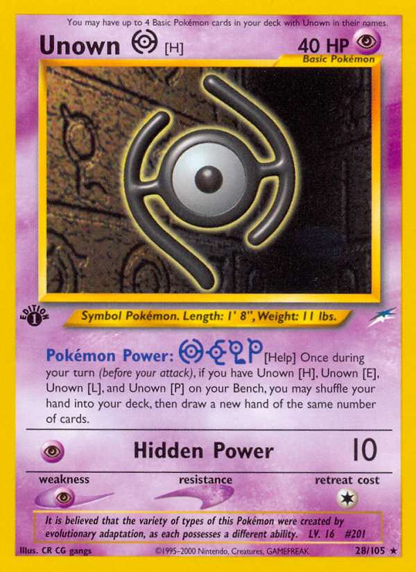 Unown [H] (28/105) [Neo Destiny 1st Edition] | Event Horizon Hobbies CA