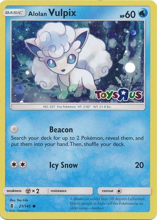 Alolan Vulpix (21/145) (Toys R Us Promo) [Sun & Moon: Guardians Rising] | Event Horizon Hobbies CA