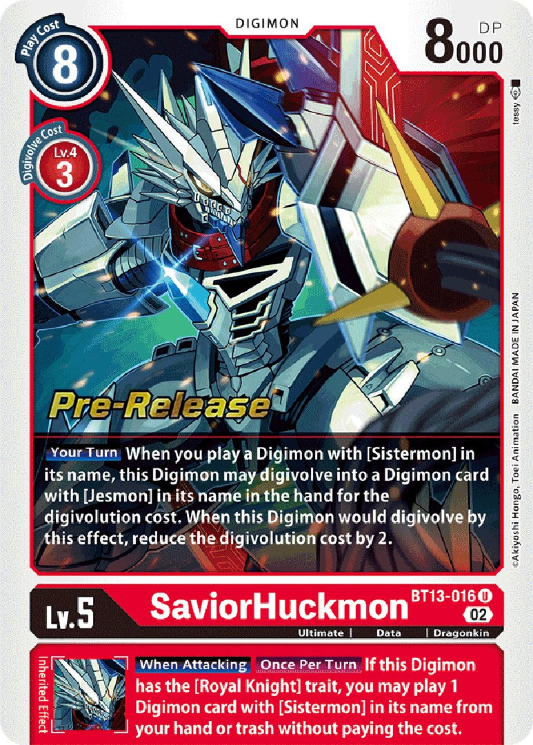 SaviorHuckmon [BT13-016] [Versus Royal Knight Booster Pre-Release Cards] | Event Horizon Hobbies CA