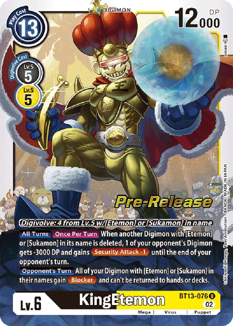 KingEtemon [BT13-076] [Versus Royal Knight Booster Pre-Release Cards] | Event Horizon Hobbies CA