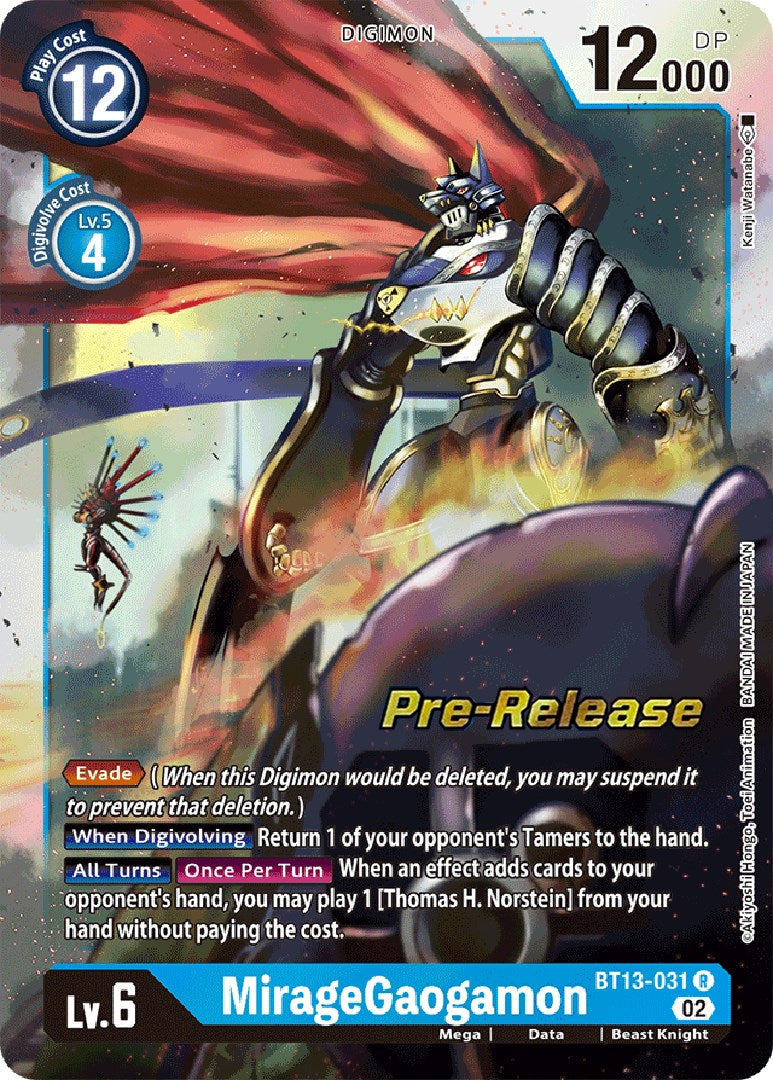 MirageGaogamon [BT13-031] [Versus Royal Knight Booster Pre-Release Cards] | Event Horizon Hobbies CA